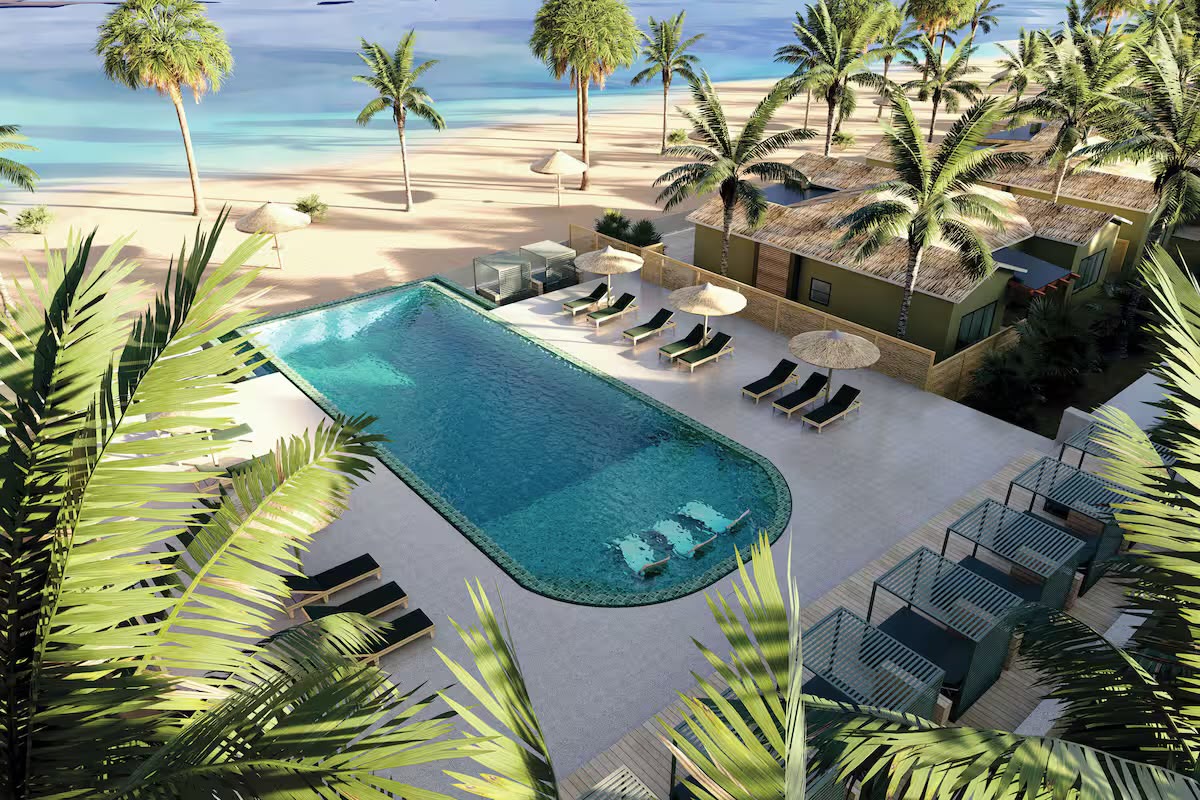 Beachfront pool at a Mozambique lodge